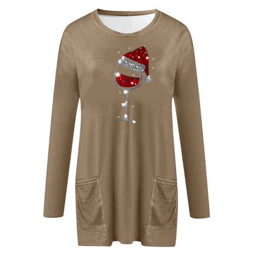 Wijn & kerstmuts Sweatshirt voor vrouwen Belleza